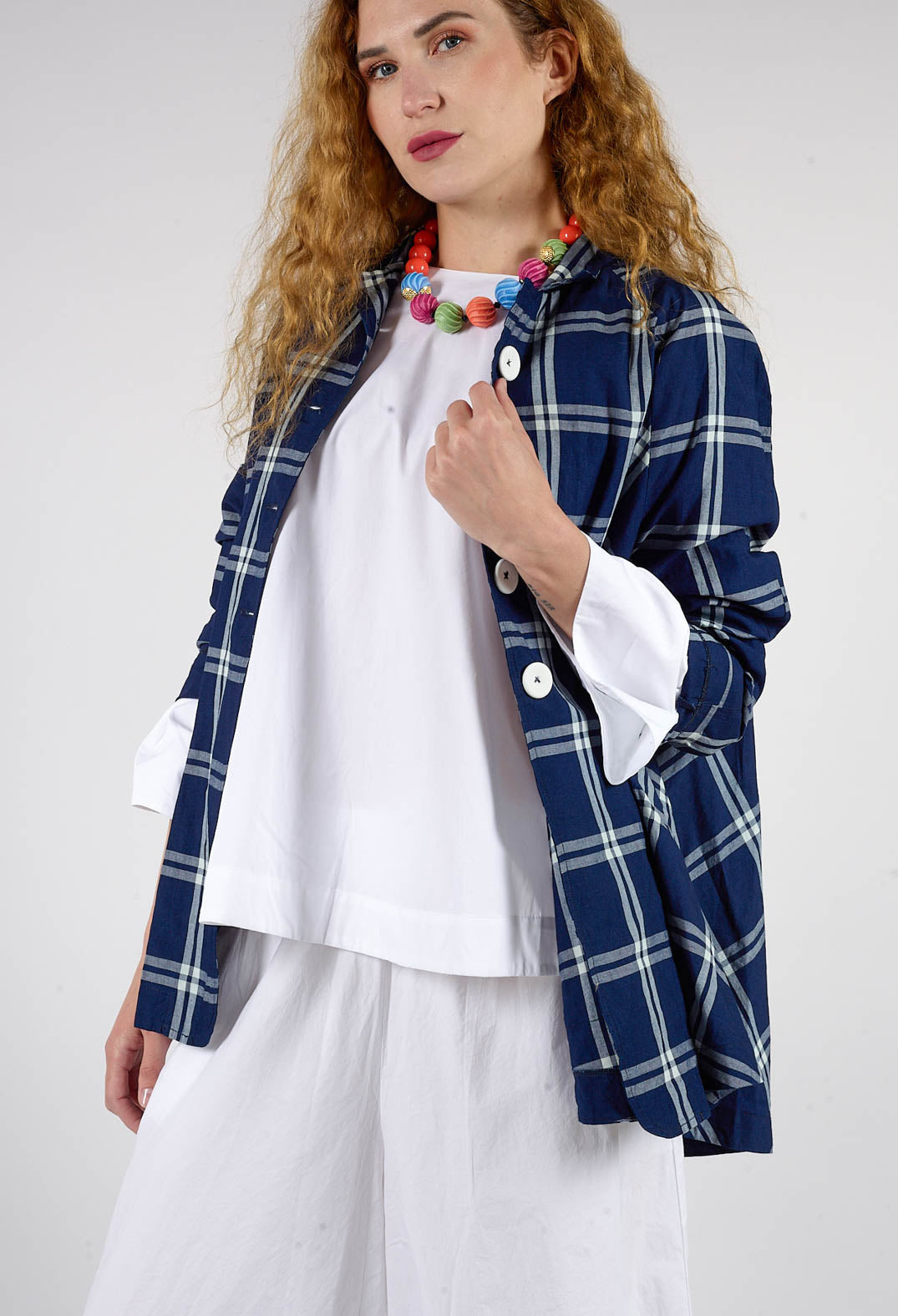 Mandarin Collar Jacket in Indigo