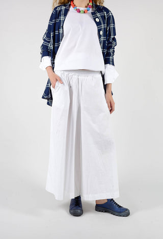 Cotton Wide Leg Trousers in Bianco