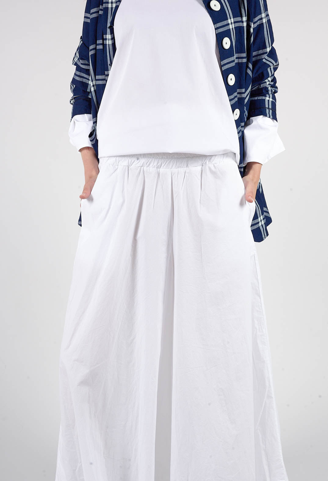 Cotton Wide Leg Trousers in Bianco