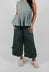 Fabric Embellished Hemmed Trousers in Green