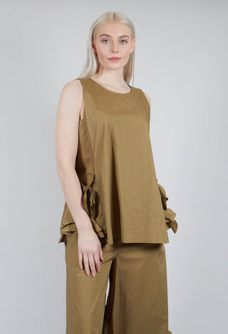 Sleeveless Top with Side Frill Feature in Avocado