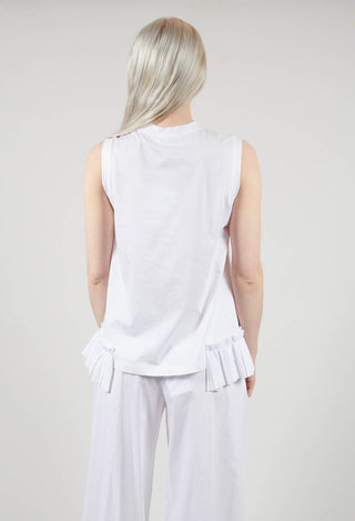 Pleat Detail Jersey Top in White