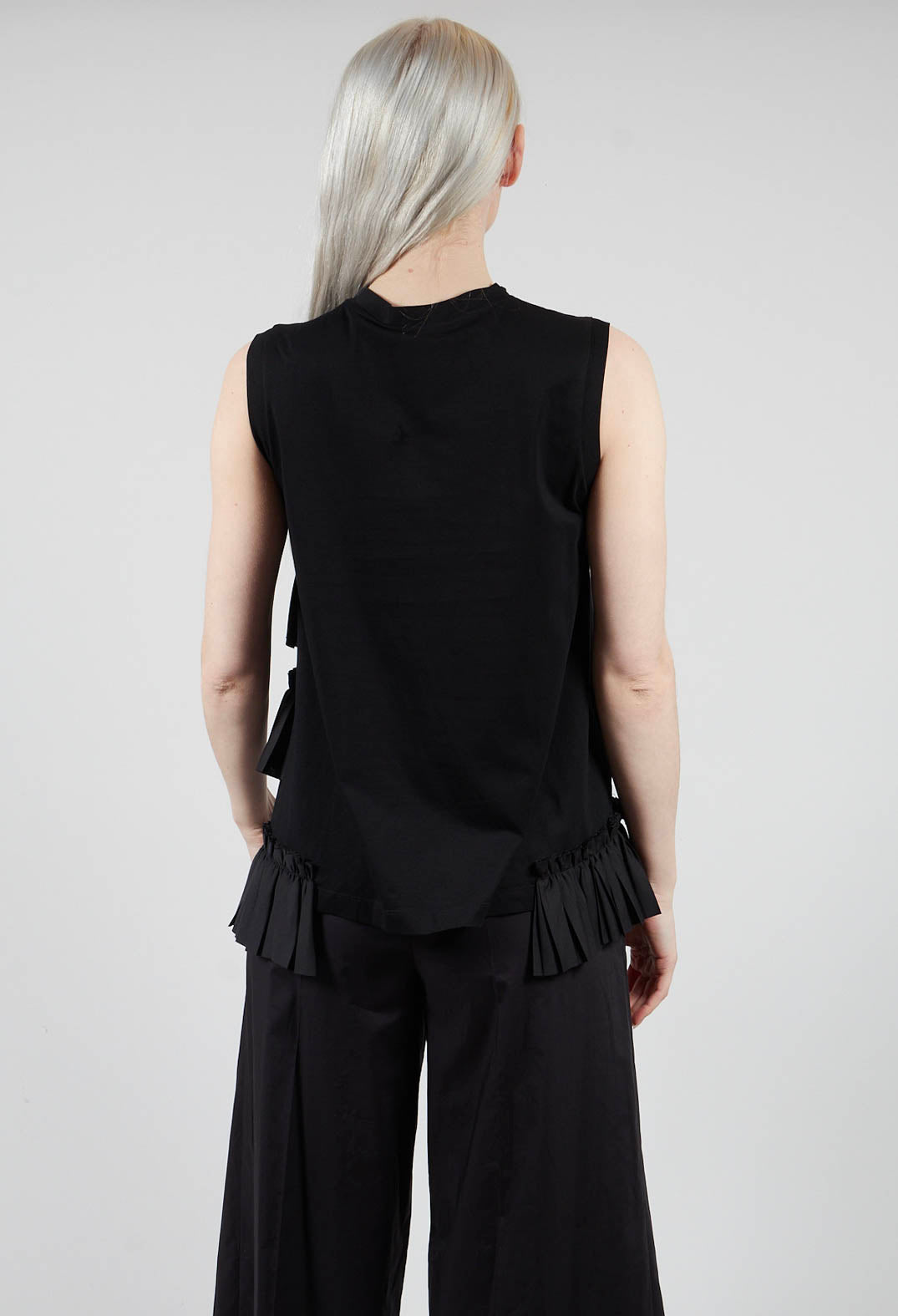 Pleat Detail Jersey Top in Black