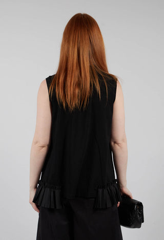 Pleat Detail Jersey Top in Black