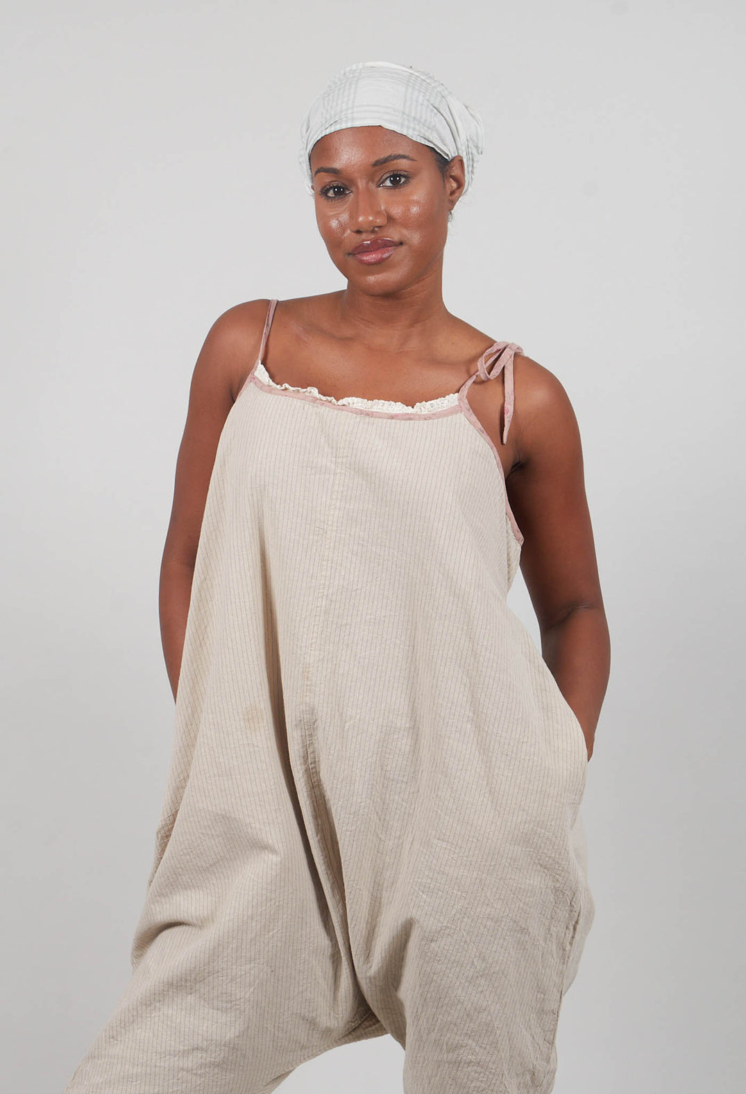 Alain Jumpsuit in Striped Linen