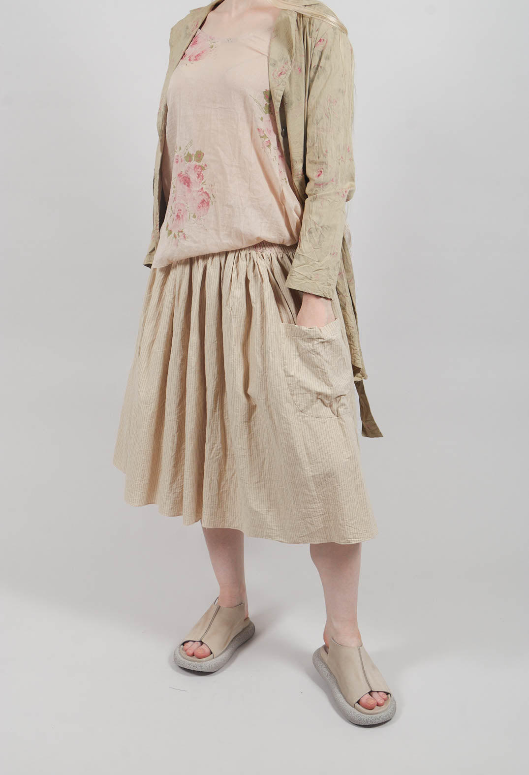 Framboise Skirt in Striped Linen