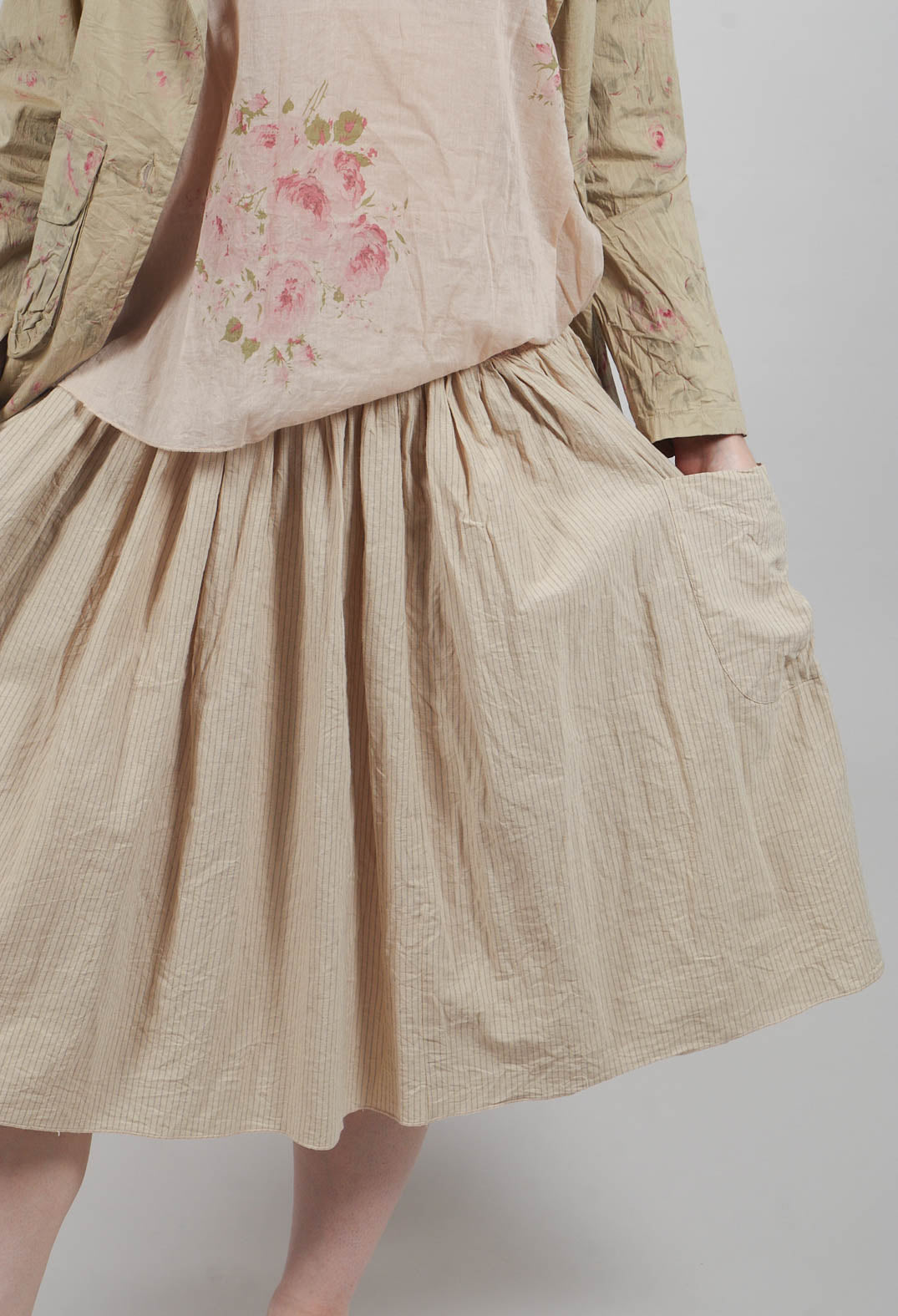 Framboise Skirt in Striped Linen