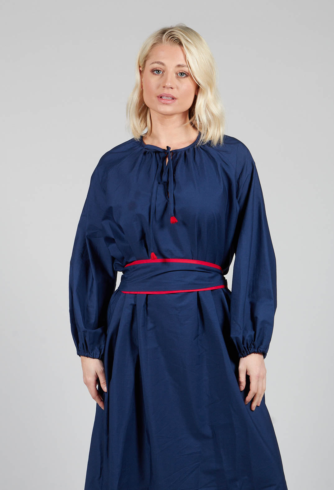 Azzurra Belted Dress in Rosso Panna