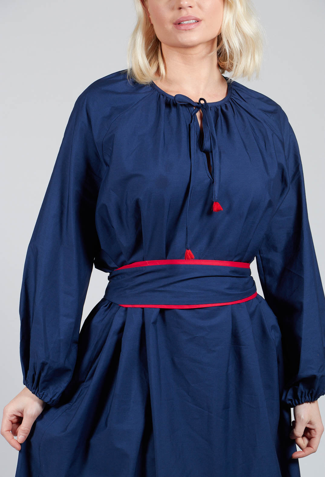 Azzurra Belted Dress in Rosso Panna