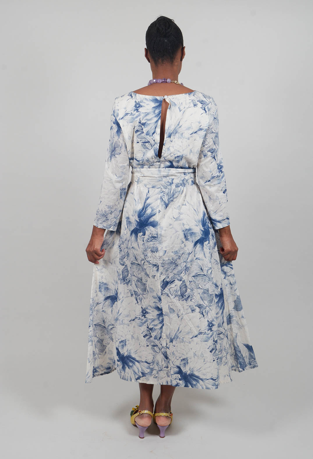 Topazio Belted Dress in Blu Panna