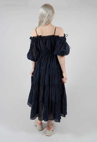 Milkmaid Dress in Navy