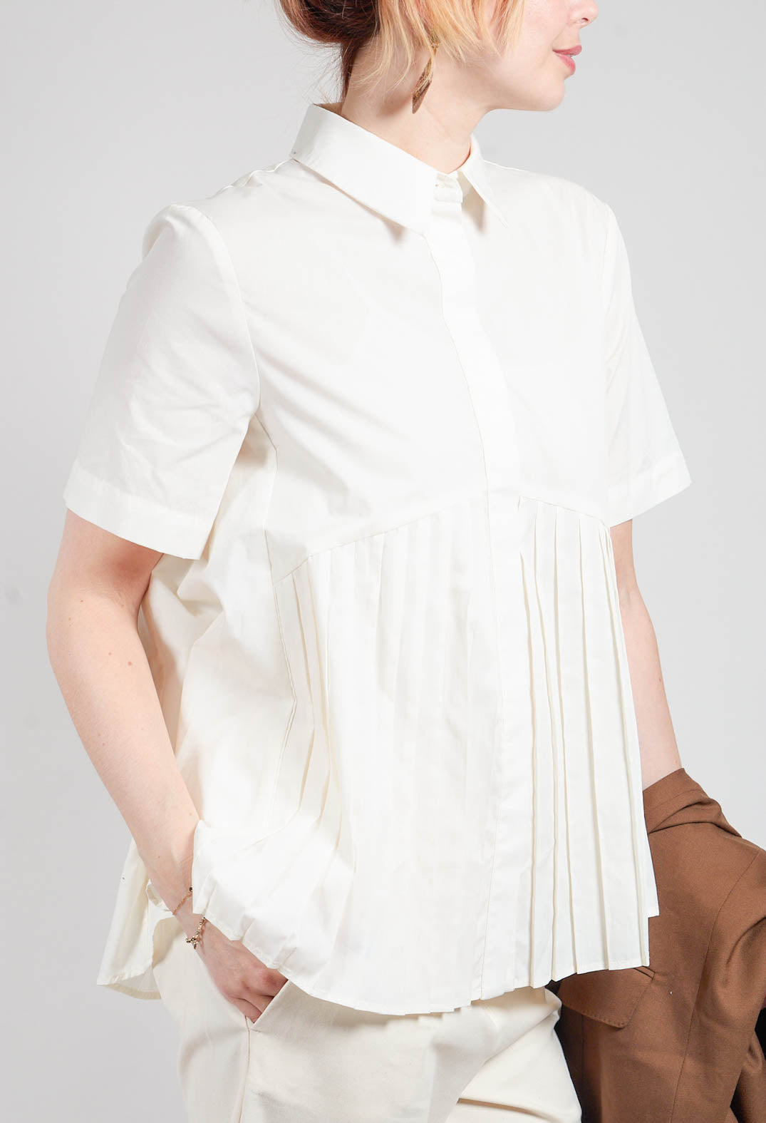 Pleated Shirt in Cream
