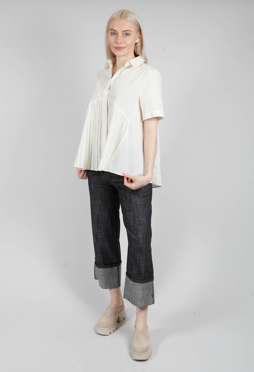 Pleated Shirt in Cream