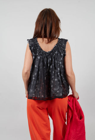 Flower Print Blouse in Black