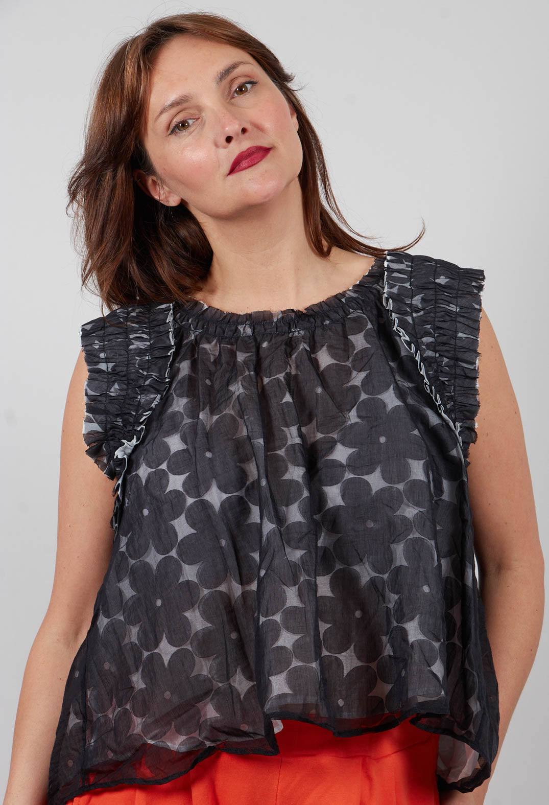 Flower Print Blouse in Black