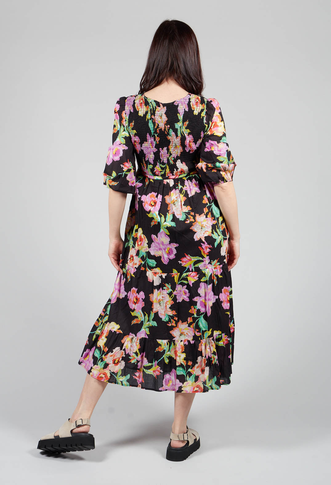 Trapani Dress in Black Floral Print