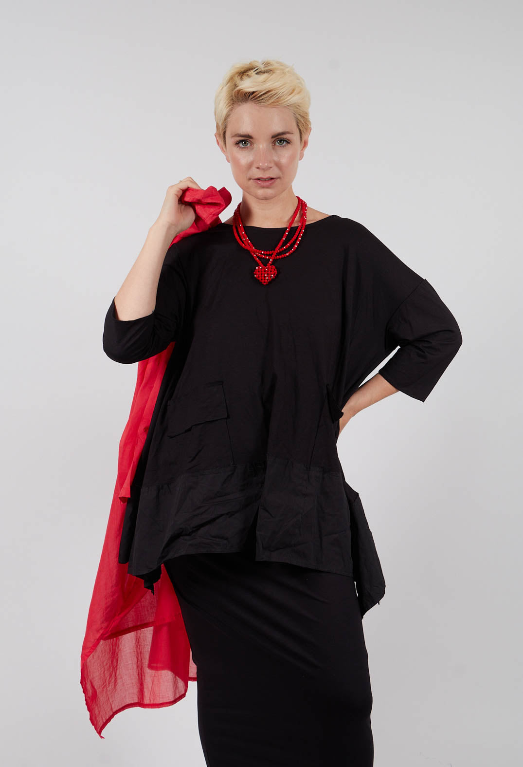 Loose Jersey Top in Black