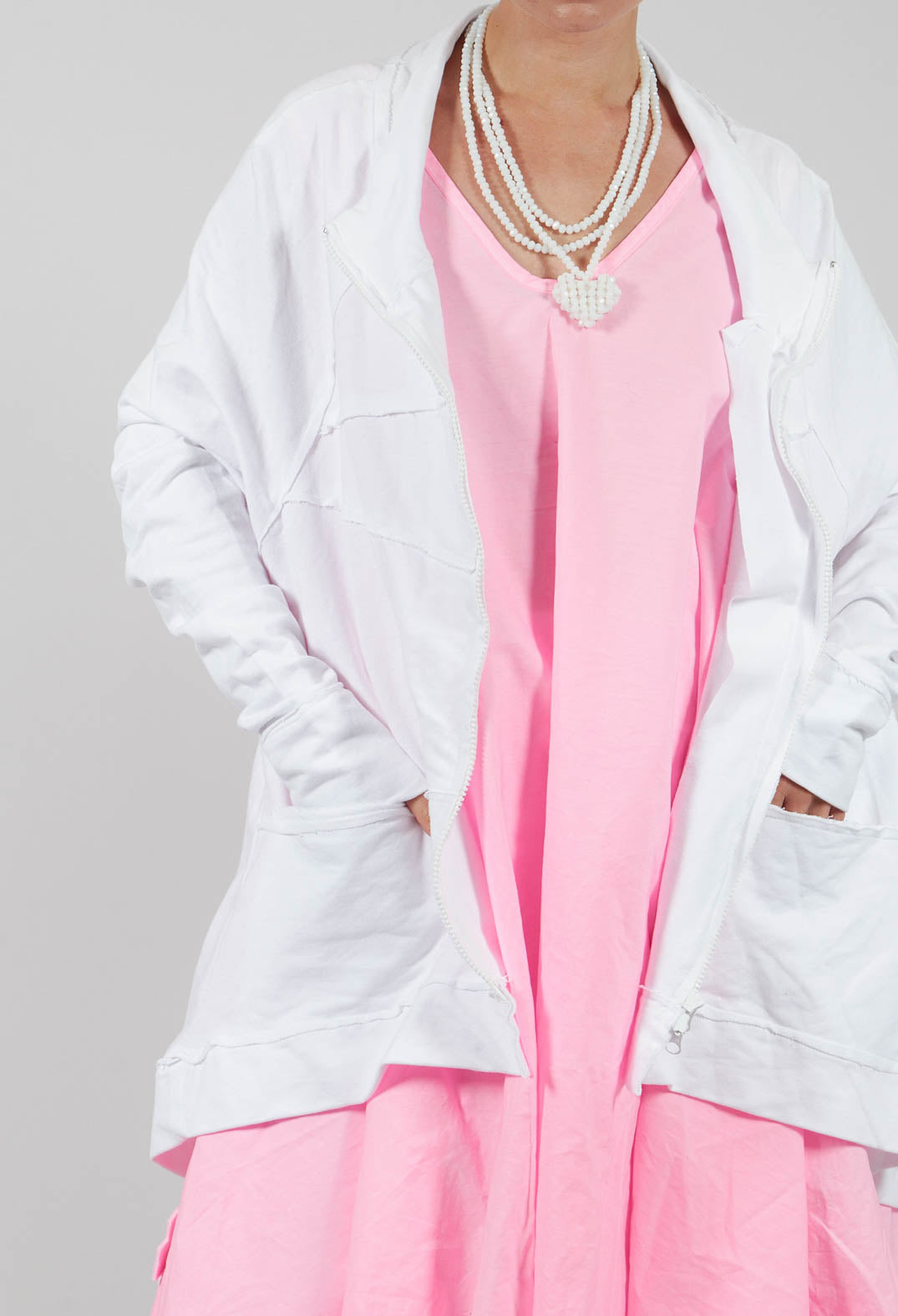 Textured Zipper Jacket in White