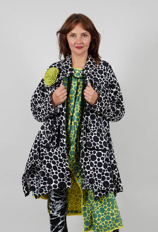 Jersey Jacket in White with Black Pois