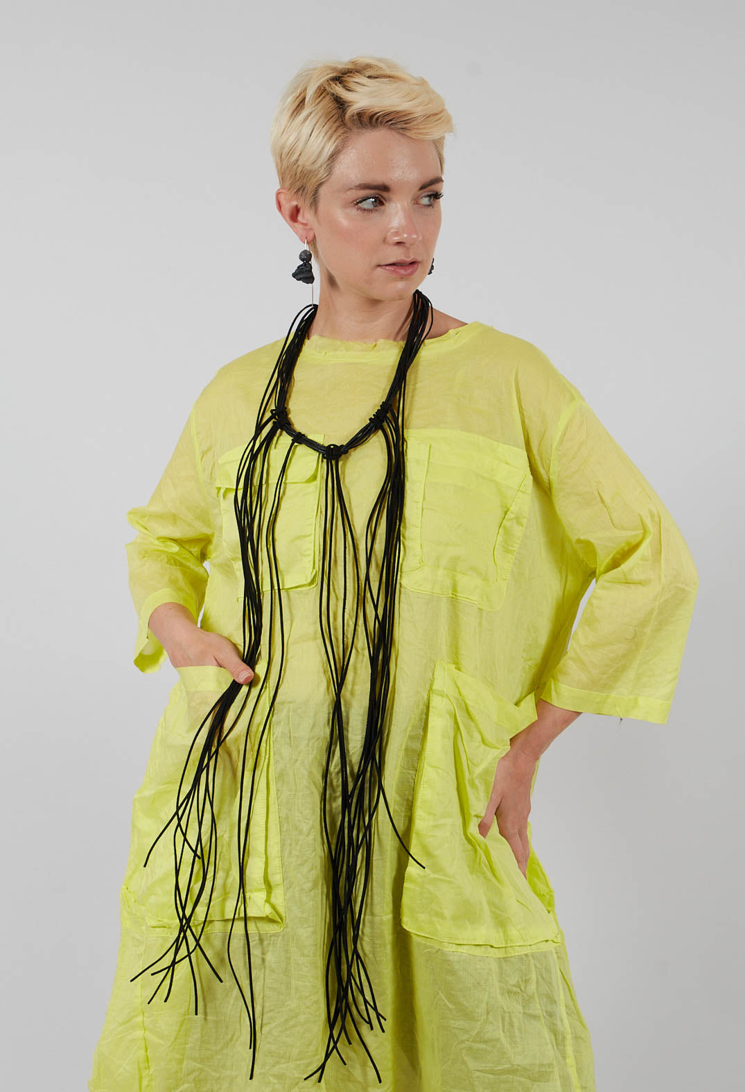 Sheer Smock Dress in Lime