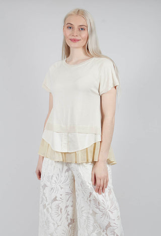 Sweater Top with Layered Hem in Cream