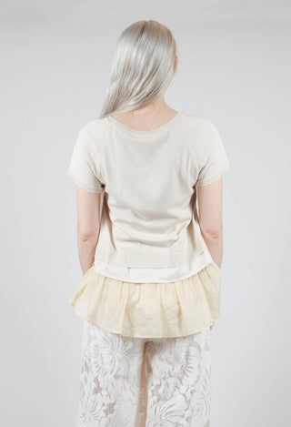 Sweater Top with Layered Hem in Cream