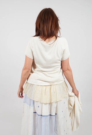Sweater Top with Layered Hem in Cream