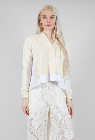 Pleated Shirt Cardigan in Cream