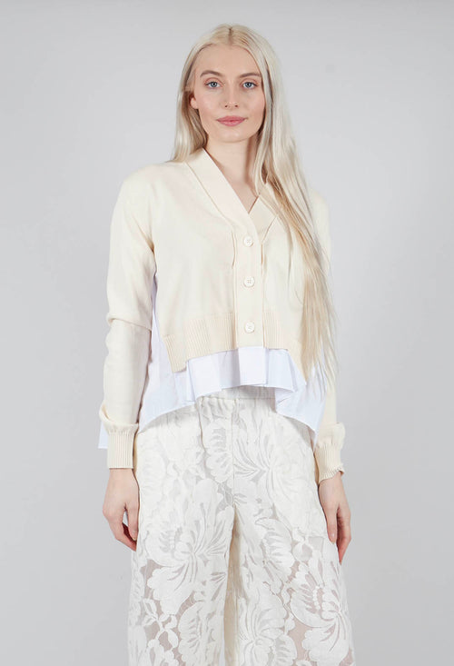 Pleated Shirt Cardigan in Cream