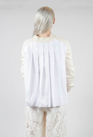 Pleated Shirt Cardigan in Cream
