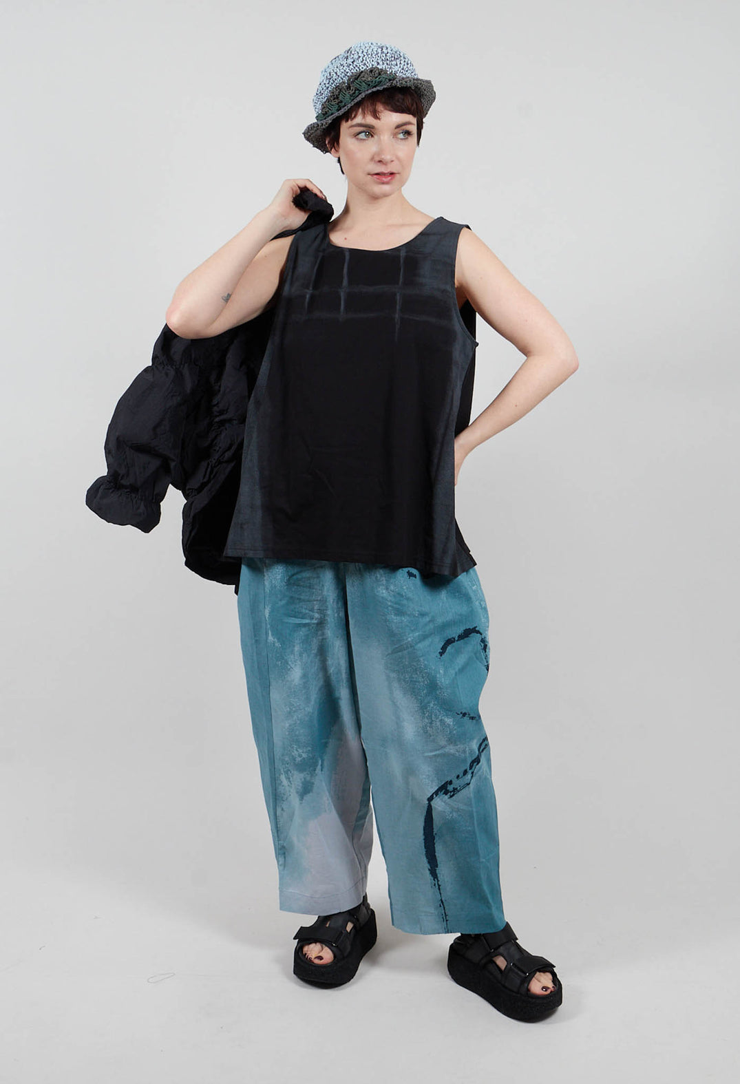 A-Line Top in Black Print