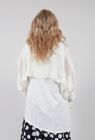 Cropped Knitted Cardigan in White