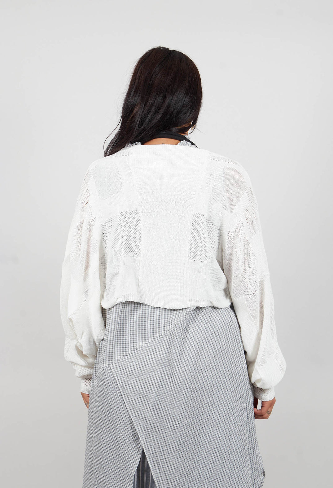 Cropped Knitted Cardigan in White