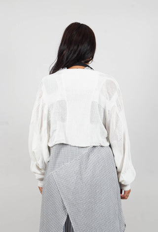 Cropped Knitted Cardigan in White