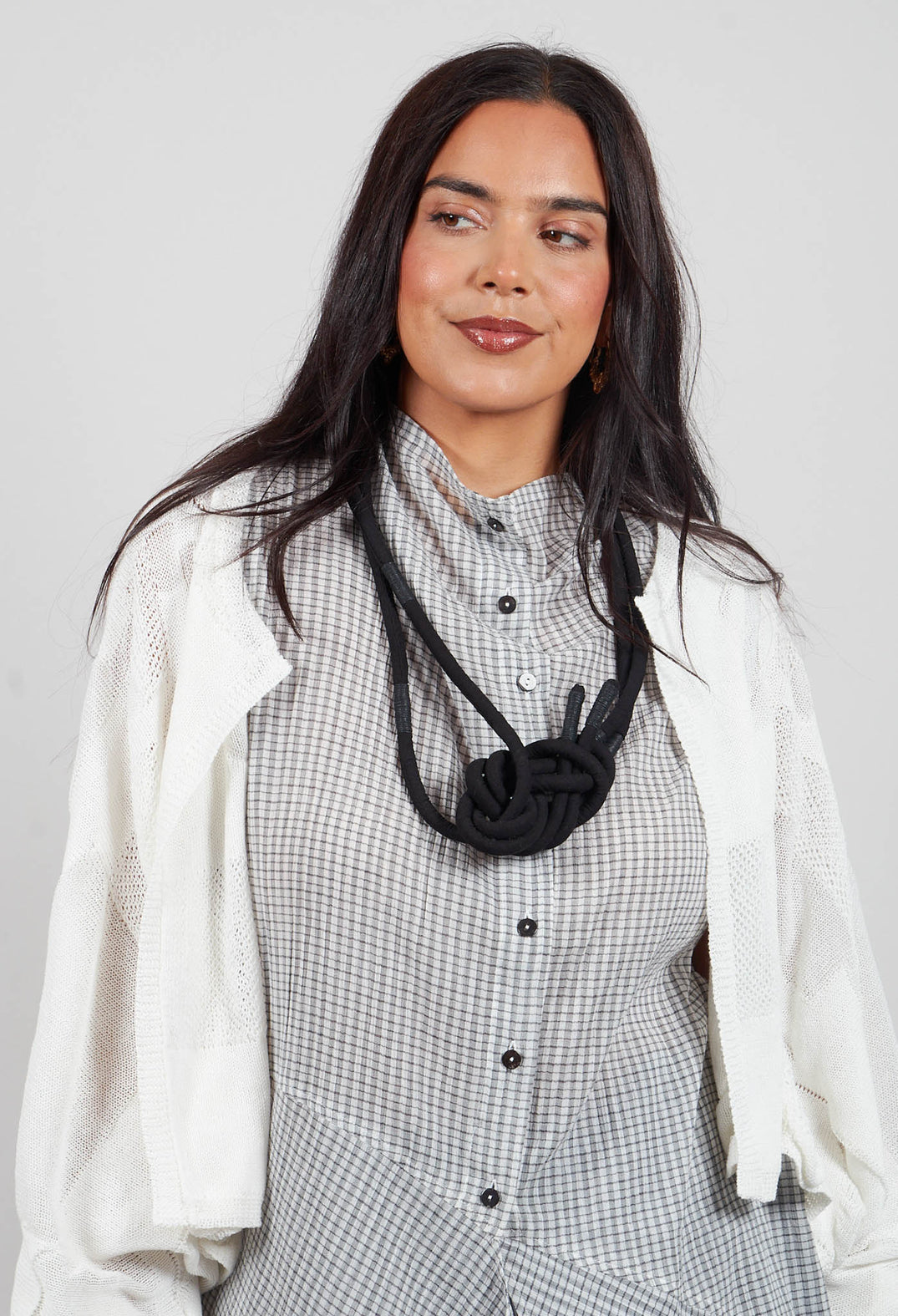 Cropped Knitted Cardigan in White