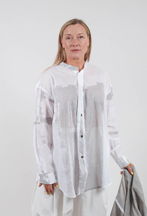 Long Shirt with Print in White