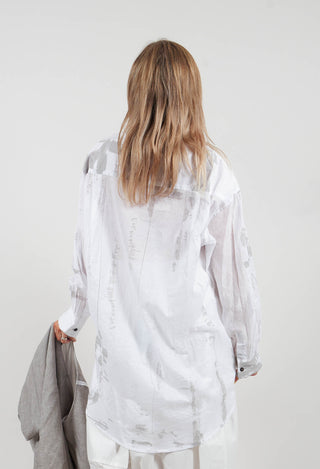 Long Shirt with Print in White