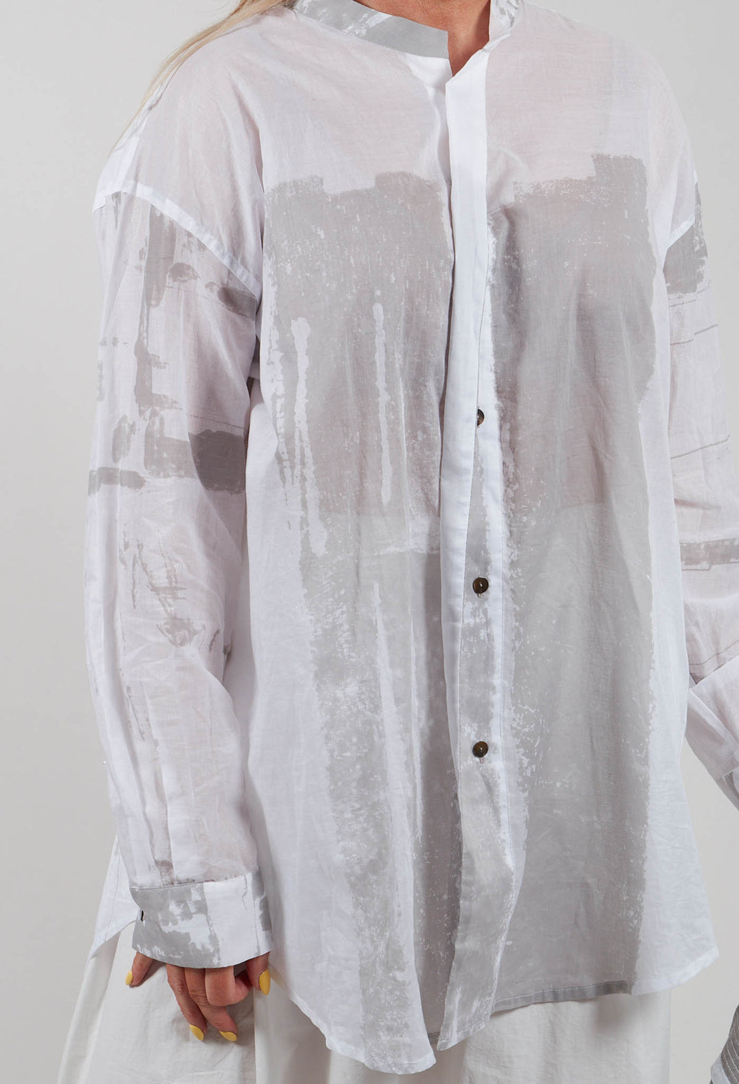 Long Shirt with Print in White