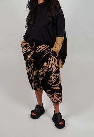Crop Crotch Jogger in Black Print