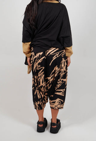 Crop Crotch Jogger in Black Print