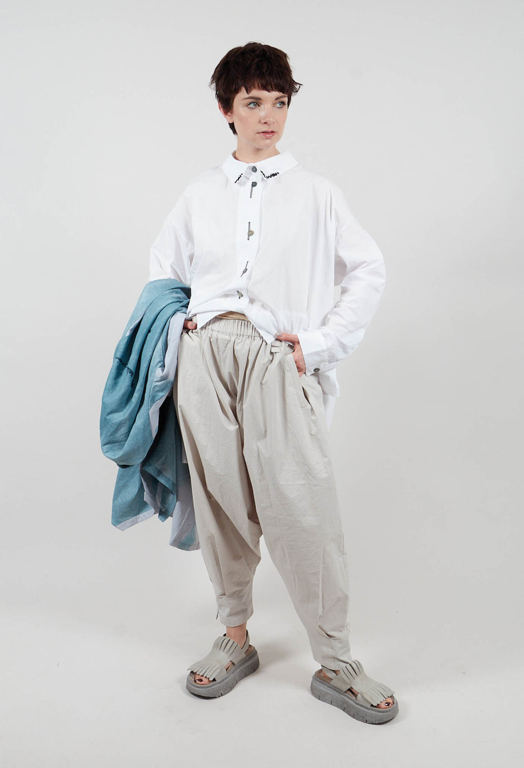 Drop Crotch Trouser in Grey