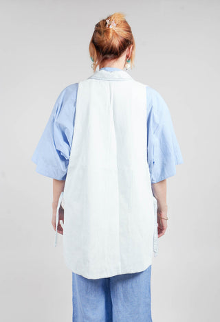 Longline Denim Waistcoat in Bleu Baby