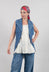 Longline Denim Waistcoat in Celeste