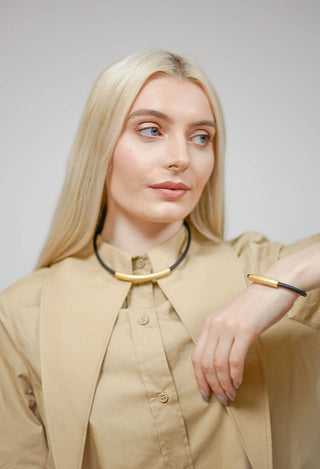 PVC Choker with Gold Plated Parts in Black