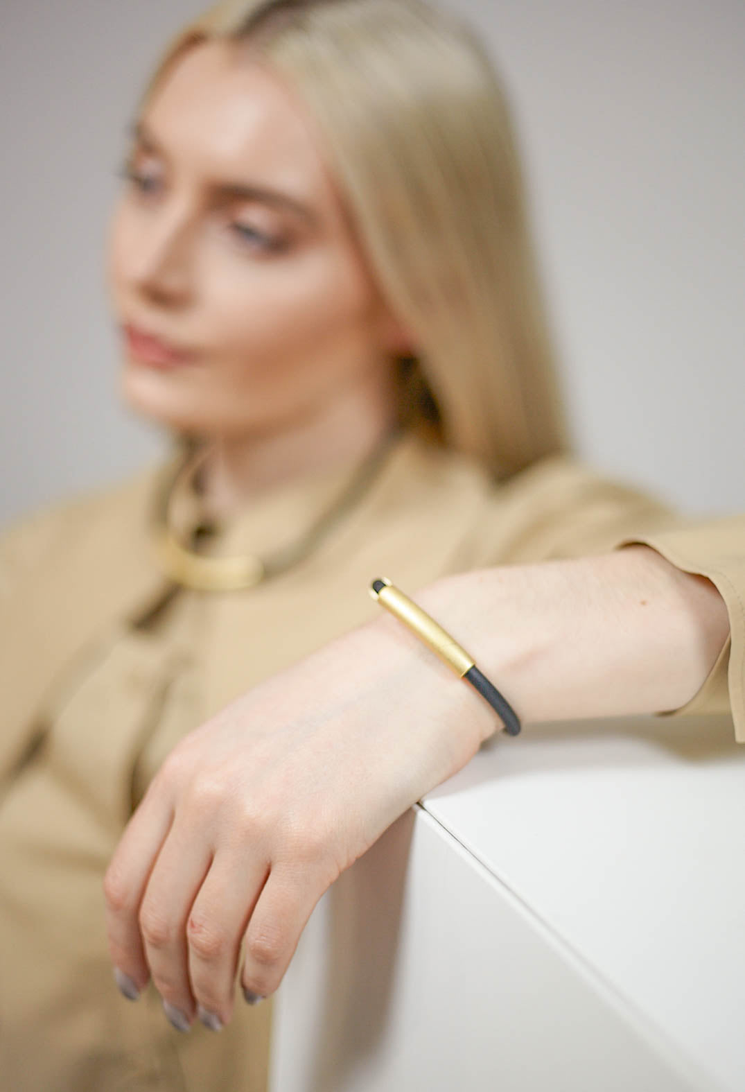 PVC Bracelet with Gold Plated Parts in Black
