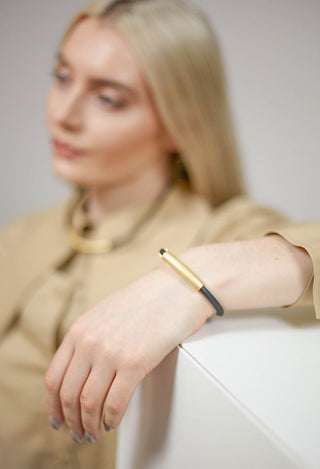 PVC Bracelet with Gold Plated Parts in Black