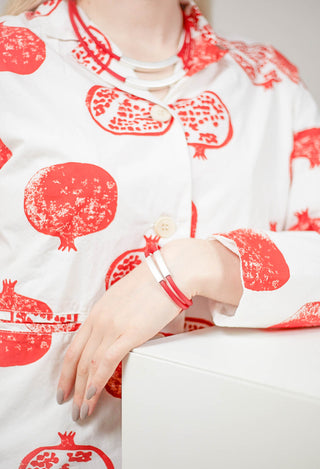 PVC Bracelet with Silver Plated Parts in Red
