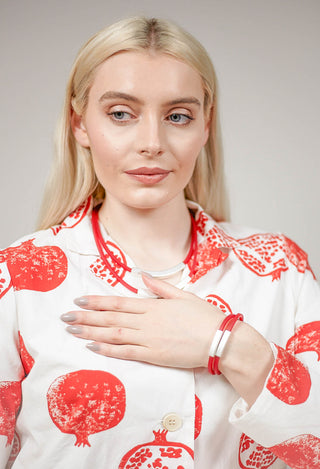 PVC Bracelet with Silver Plated Parts in Red