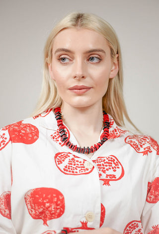 Jagged Ceramics Necklace in Red Black