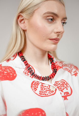 Jagged Ceramics Necklace in Red Black